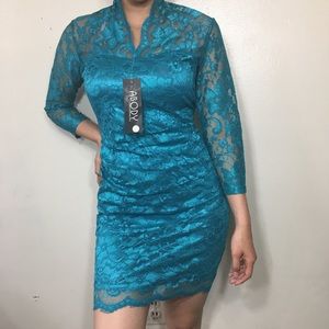 BLUE COLOR LACE DRESS SZ L